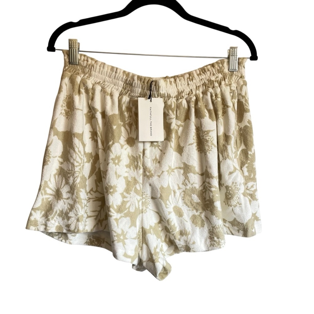 Faithfull the Brand Reggie Shorts Carolina Floral in Sand High Waist Pull On NWT